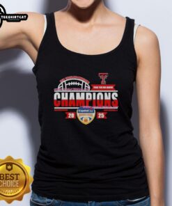 Alt Text: Official Texas Tech Red Raiders 2026 Capital One Orange Bowl Champions locker room tank top displayed on a hanger.