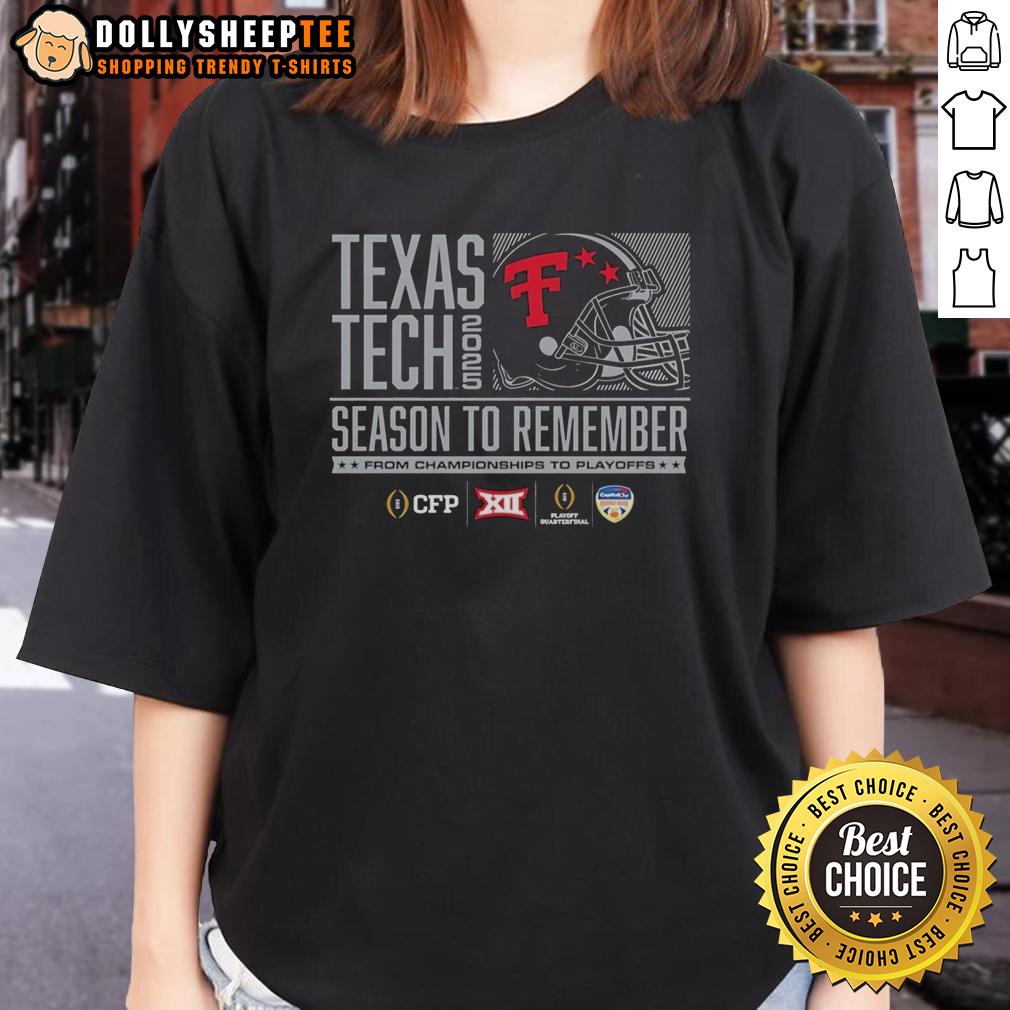 Official Texas Tech Red Raiders Helmet From Championships To Playoff Season To Remember 2025 Ladies-Tee Alt Text: Official Texas Tech Red Raiders helmet on a ladies tee, celebrating the unforgettable 2025 championship playoff season.