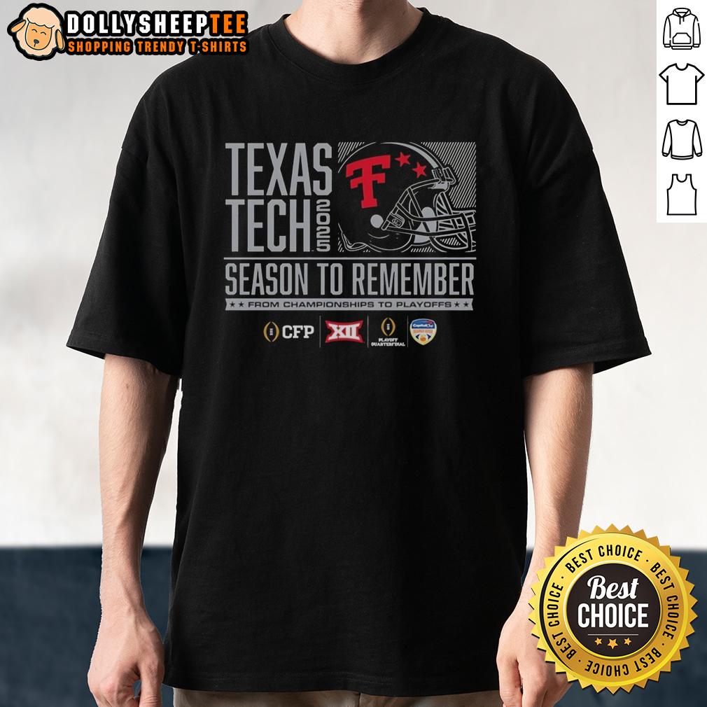 Official Texas Tech Red Raiders Helmet From Championships To Playoff Season To Remember 2025 T-Shirt Official Texas Tech Red Raiders helmet featured on 2025 championship playoff season t-shirt, celebrating team spirit.