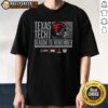 Official Texas Tech Red Raiders helmet featured on 2025 championship playoff season t-shirt, celebrating team spirit.