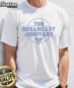 Alt Text: Official The Dreamcast Junkyard 20 Years Logo T-Shirt featuring a vibrant design celebrating two decades of gaming nostalgia.
