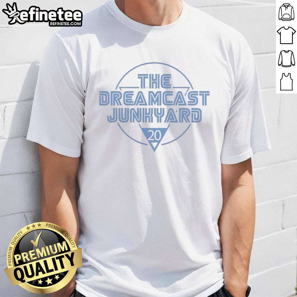 official-the-dreamcast-junkyard-20-years-logo-t-shirt-1 Alt Text: Official The Dreamcast Junkyard 20 Years Logo T-Shirt featuring a vibrant design celebrating two decades of gaming nostalgia.