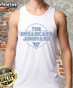 Official The Dreamcast Junkyard 20 Years logo on a stylish tank top, celebrating two decades of Dreamcast nostalgia.