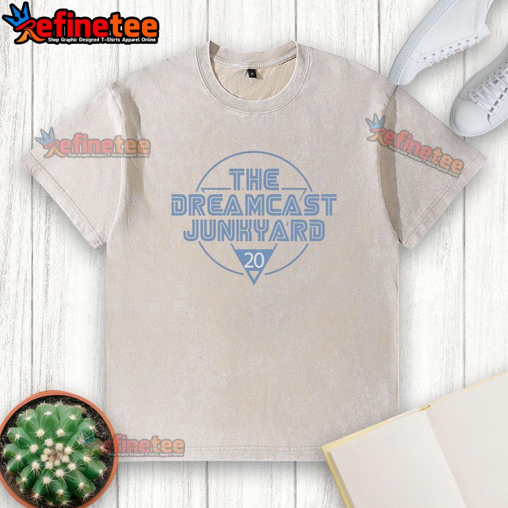 official-the-dreamcast-junkyard-20-years-logo-washed-t-shirt Alt Text: Official The Dreamcast Junkyard 20 Years logo on a washed t-shirt, celebrating retro gaming nostalgia.