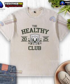 Official The Healthy Club 2025 washed t-shirt in a casual style, perfect for promoting a healthy lifestyle.