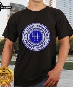 Vintage T-Shirt featuring The Manual Transmission Preservation Society logo, established 1904, perfect for car enthusiasts.