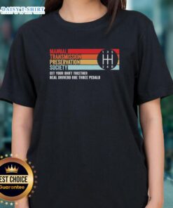 Alt Text: Official Manual Transmission Preservation Society Ladies Tee featuring a stylish design for car enthusiasts.