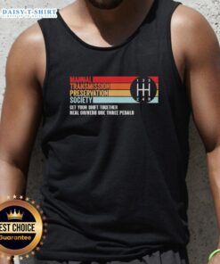 Official Manual Transmission Preservation Society tank top featuring a vintage design, perfect for car enthusiasts.
