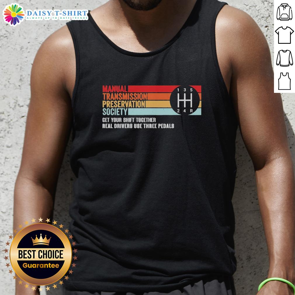 Official The Manual Transmission Preservation Society Tank Top Official Manual Transmission Preservation Society tank top featuring a vintage design, perfect for car enthusiasts.