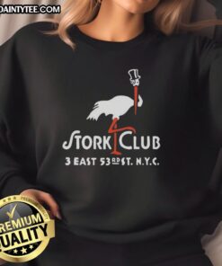 Vintage Stork Club logo sweatshirt from East New York City, featuring classic design and retro style for restaurant enthusiasts.