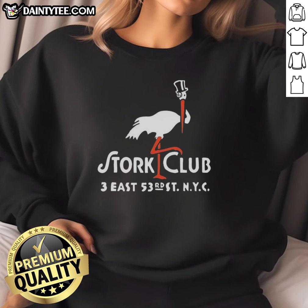 official-the-stork-club-3-east-new-york-city-vintage-restaurant-logo-sweatshirt Vintage Stork Club logo sweatshirt from East New York City, featuring classic design and retro style for restaurant enthusiasts.