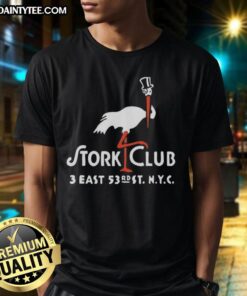 Vintage The Stork Club 3 East New York City restaurant logo t-shirt design showcasing classic retro style.