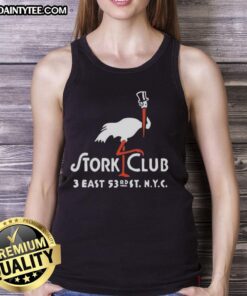 Vintage logo of The Stork Club, an iconic East New York City restaurant, featured on a stylish tank top.