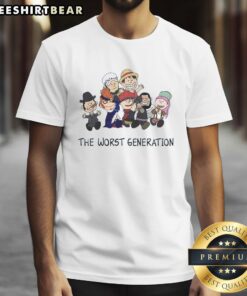 Official The Worst Generation T-Shirt featuring iconic characters and vibrant design, perfect for anime fans.