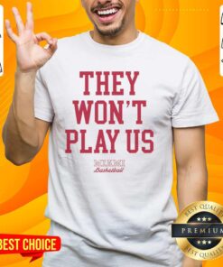 Official They Won't Play Us Miami Basketball T-Shirt featuring vibrant team colors and logo, perfect for fans and players.