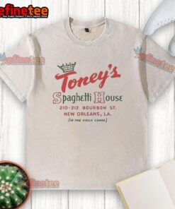 Vintage Official Toney's Spaghetti House T-shirt featuring New Orleans restaurant logo, perfect for Los Angeles fans.