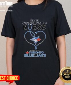 Alt Text: Official Toronto Blue Jays tee featuring Never Underestimate a Nurse Who Understands Baseball and Loves Ladies design.