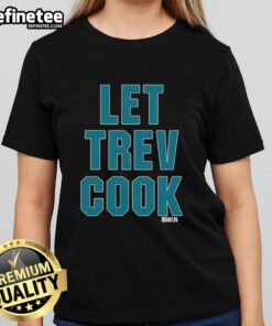 Official Trevor Lawrence Let Trev Cook Jacksonville Jaguars Ladies Tee featuring stylish design and team colors.