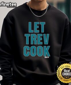 Official Trevor Lawrence Let Trev Cook Jacksonville Jaguars Sweatshirt in team colors, perfect for fans and game day wear.