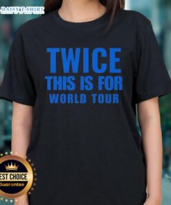 Official TWICE This Is For World Tour Ladies Tee showcasing vibrant design and tour branding for fans.