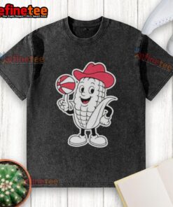 Official Two-Seam Corny Hoops Washed T-Shirt featuring a trendy design, perfect for casual wear and basketball enthusiasts.