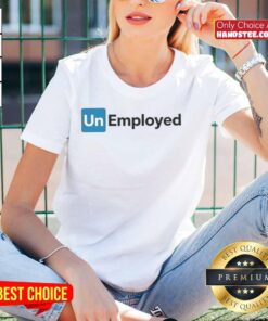 Official Unemployed logo on a stylish ladies tee, perfect for expressing unemployment pride and casual fashion.