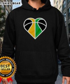 Alt Text: Official Utah Jazz Basketball Heart Logo Hoodie featuring team colors and stylish design for fans.