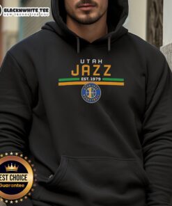 Official Utah Jazz Est 1979 logo hoodie featuring team colors and iconic design for fans and sports enthusiasts.