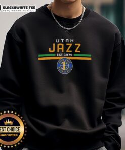 Alt Text: Official Utah Jazz Est. 1979 logo sweatshirt featuring vibrant team colors and stylish design for fans.