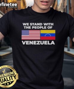 Official We Stand With The People Of Venezuela T-Shirt featuring bold graphic print and vibrant colors, promoting solidarity.