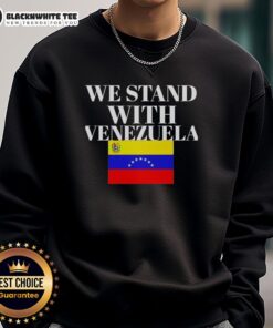 Official We Stand With Venezuela Flag Sweatshirt featuring vibrant colors and a bold design supporting Venezuela.
