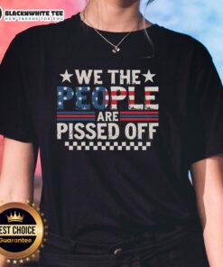 Official We The People Are Pissed Off America Ladies Tee showcasing a bold graphic design for patriotic women's apparel.