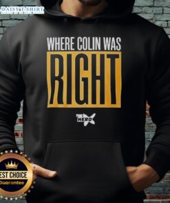 Official Where Colin Was Right Hoodie in black, featuring bold white text, perfect for fans of the podcast.