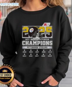 2025 AFC North Division Champions Pittsburgh Steelers sweatshirt showcasing team pride and championship spirit.