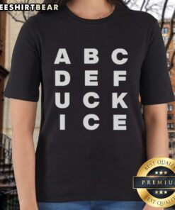 Original Abcdefuck Ice Alphabet Ladies Tee featuring bold graphic design and stylish fit for trendy women.