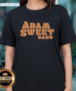 Original Adam Sweet Band logo on a stylish ladies tee, featuring vibrant colors and a modern design for music fans.