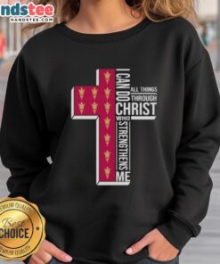 Original Arizona State Sun Devils women's basketball sweatshirt with 'I Can Do All Things Through Christ' design.