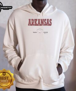 Original Arkansas Razorbacks football performance hoodie by Russell Athletic, showcasing team spirit and athletic style.