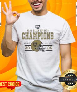 Original Army Black Knights Football 2025 Wasabi Fenway Bowl Champions Helmet T-Shirt featuring bold graphics and team colors.