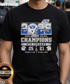 Alt Text: Original BYU Cougars 2025 Pop-Tarts Bowl Champions 25-21 T-Shirt showcasing team pride and victory.