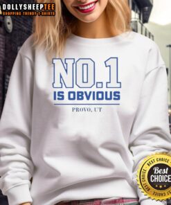 Original BYU No. 1 Is Obvious Provo UT sweatshirt in navy blue, showcasing school spirit and comfort for BYU fans.
