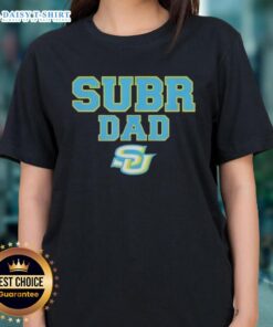 Southern University Jaguars Dad logo on a stylish ladies tee, perfect for proud supporters and casual wear.