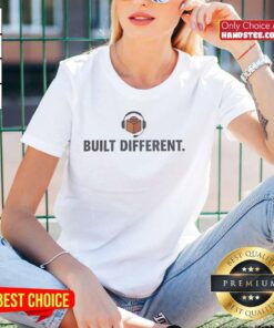 Alt Text: Stylish 'Built Different' headphone ladies tee by Original Caseoh, perfect for music lovers and fashion enthusiasts.