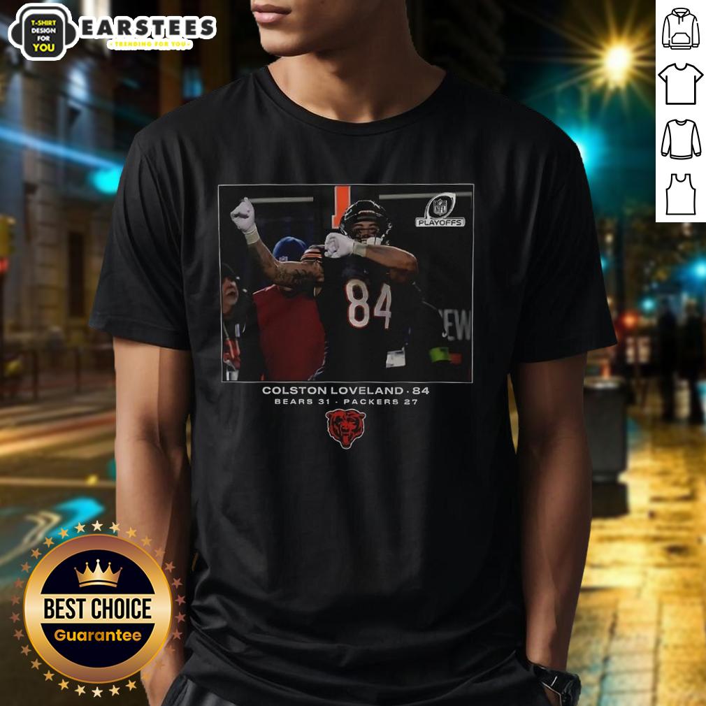 original-chicago-bears-colston-loveland-nfl-flash-features-wild-card-t-shirt Alt Text: Original Chicago Bears Colston Loveland NFL Flash Wild Card T-Shirt featuring vibrant team colors and logo.