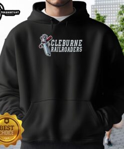 Original Cleburne Railroaders logo hoodie featuring vibrant design and comfortable fit, perfect for fans and casual wear.