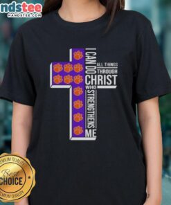 Original Clemson Tigers women's basketball tee featuring 'I Can Do All Things Through Christ' design for fans.