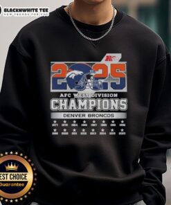 Original Denver Broncos 2025 AFC West Division Champions helmet sweatshirt, showcasing team pride and championship spirit.
