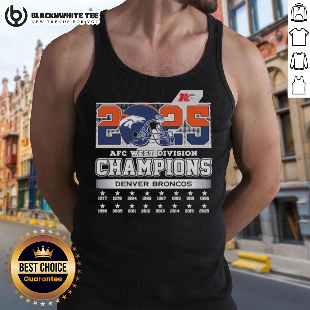 Original Denver Broncos 2025 Afc West Division Champions Helmet Tank Top Original Denver Broncos 2025 AFC West Division Champions helmet tank top featuring team colors and logo design.