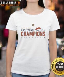 Original Denver Broncos Super Bowl 50 Conference Champions Ladies Tee featuring team colors and logo.