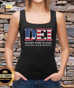 Original Deport Every Illegal Dei America Tank Top featuring bold text design for a strong statement on immigration.